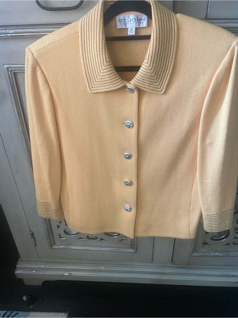 St. John Collection Buttercup Knit Jacket with Contrast Trim